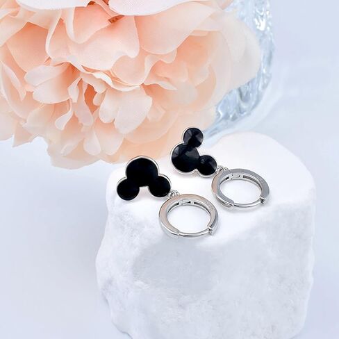 أقراط دائرية على شكل فأر للنساء، أقراط متدلية على شكل فأر من المينا السوداء اللطيفة، أقراط جميلة للأميرة المحظوظة، مجوهرات حيوانات للزوجة والابنة، هدايا عيد ميلاد in Kuwait