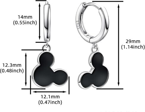 أقراط دائرية على شكل فأر للنساء، أقراط متدلية على شكل فأر من المينا السوداء اللطيفة، أقراط جميلة للأميرة المحظوظة، مجوهرات حيوانات للزوجة والابنة، هدايا عيد ميلاد in Kuwait