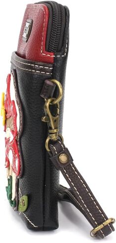 CHALA Crossbody Cell Phone Purse | Women's Multi-Color Wristlet Handbags with Adjustable Strap (Black_ Red Mushroom) in Saudi Arabia