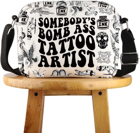 POFULL Tattoo Lover Gift Tattooist Gift Tattoo Stylist Gift Somebody's Bomb Ass Tattoo Artist Corssbody Bag in Saudi Arabia