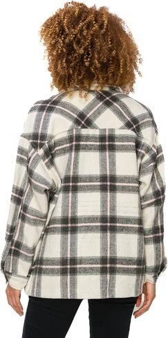 Cali1850 Women Plaid Flannel Oversize Long Sleeve Shacket Button Down Casual Boyfriend Jacket in Saudi Arabia