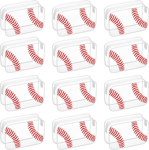 12 Pcs Clear Baseball Makeup Bags, Baseball Gift Bags Sport Goodie Bag Waterproof Travel Case for Snack Treat Birthday Party Favors Travel Supplies Team Gifts in Saudi Arabia