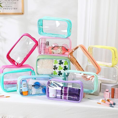 Cunno 12 قطعة من أكياس مستحضرات التجميل الشفافة Preppy هدايا تقدير كبيرة DIY حقيبة مكياج بحروف من شانيل حقيبة شفافة للشاطئ بسحاب منظم أدوات زينة للسفر للنساء من Cunno in Saudi Arabia
