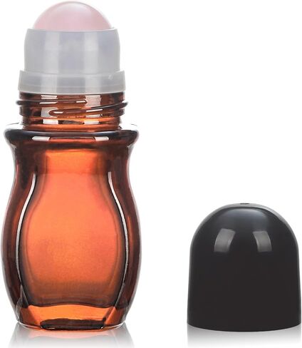 50ml Large Amber Glass Roll on Bottles for Essential Oils Perfume Refillable Quartz Roller Ball Applicator Empty Deodorant Containers with Crystal Rollerball in Kuwait