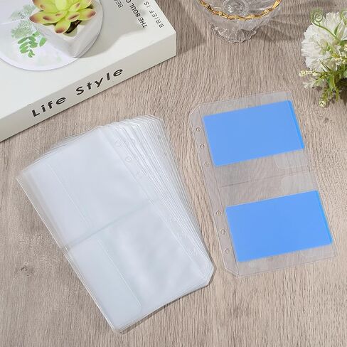 24 Pockets 12 Pack A6 Cash Binder Envelopes Clear Zipper Binder Pocket 6 Rings Loose Leaf Bags Waterproof PVC Card Sleeves Folders for Planner Inserts Document Pouch Filing Office Supplies in Saudi Arabia