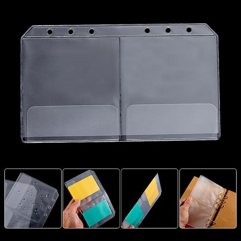 24 Pockets 12 Pack A6 Cash Binder Envelopes Clear Zipper Binder Pocket 6 Rings Loose Leaf Bags Waterproof PVC Card Sleeves Folders for Planner Inserts Document Pouch Filing Office Supplies in Saudi Arabia