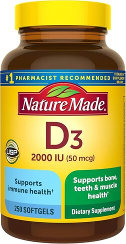 Nature Made Maximum Strength Vitamin D3 10000 IU (250 mcg), Dietary Supplement for Bone, Teeth, Muscle and Immune Health Support, 60 Softgels, 60 Day Supply in Saudi Arabia