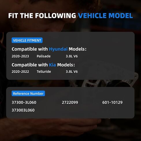 373003L060 Alternator Compatible with Kia Telluride 2020-2022, Hyundai Palisade 2020-2023, Replace# 37300-3L060,2722099,601-10129,373003L060 in Kuwait