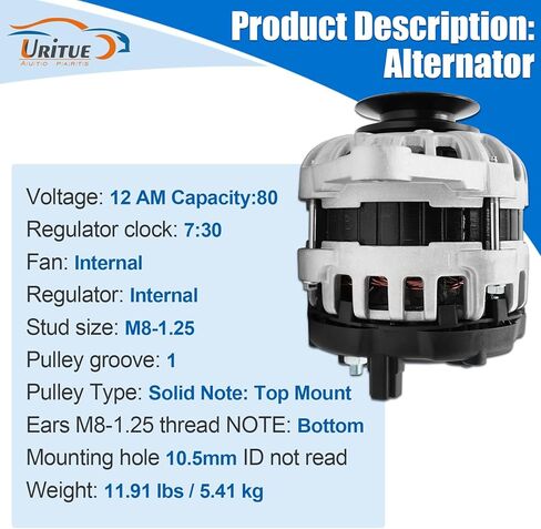F000BL0118 New 12V 80A Alternator Compatible with 2008 YANMAR TT-4 TT-5 TT-6 TT-7 TT-8 4TNV98 DIESEL Replace 129908-77200,129908-77210 in Kuwait