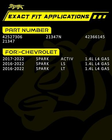 Oktiger Upgraded Alternator for Chevy Spark 2016 2017 2018 2019 2020 2021 2022 Activ Ls Lt 1.4L, for Chevrolet Spark 2016-2022, L4 12V 80A Clockwise 5-Groove Pulley, OE 42527306 in Kuwait