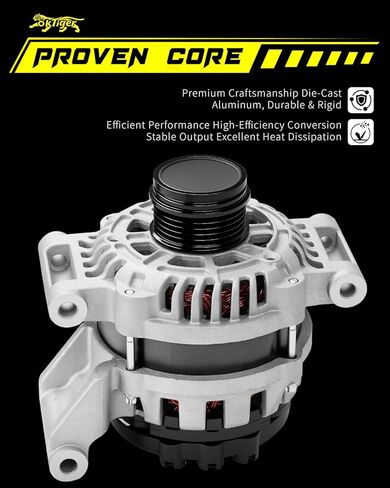 Oktiger Upgraded Alternator for Chevy Spark 2016 2017 2018 2019 2020 2021 2022 Activ Ls Lt 1.4L, for Chevrolet Spark 2016-2022, L4 12V 80A Clockwise 5-Groove Pulley, OE 42527306 in Kuwait