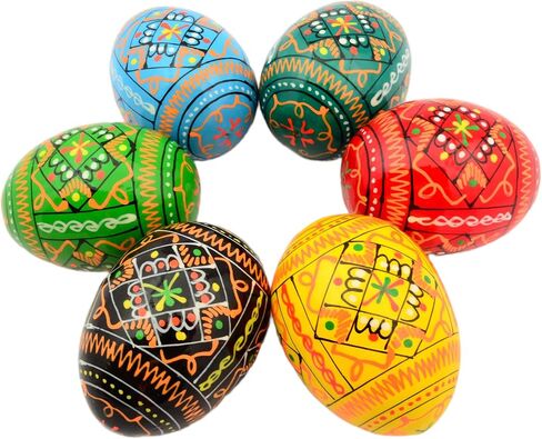 Easter Painted Eggs Wooden Ukrainian Pysanky Pysanka. Polish Pisanki. Czech Kraslice. Set of 6 in Kuwait