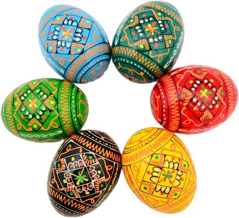 Easter Painted Eggs Wooden Ukrainian Pysanky Pysanka. Polish Pisanki. Czech Kraslice. Set of 6 in Kuwait