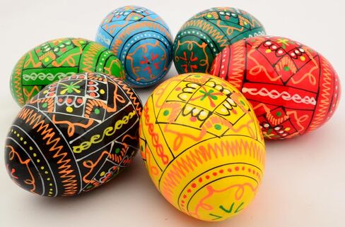 Easter Painted Eggs Wooden Ukrainian Pysanky Pysanka. Polish Pisanki. Czech Kraslice. Set of 6 in Kuwait