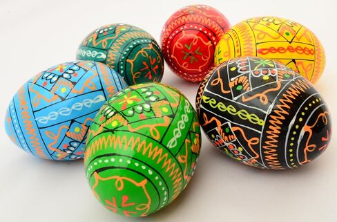 Easter Painted Eggs Wooden Ukrainian Pysanky Pysanka. Polish Pisanki. Czech Kraslice. Set of 6 in Kuwait