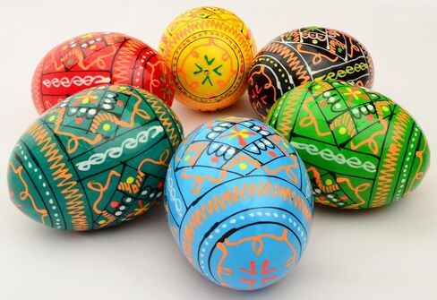 Easter Painted Eggs Wooden Ukrainian Pysanky Pysanka. Polish Pisanki. Czech Kraslice. Set of 6 in Kuwait