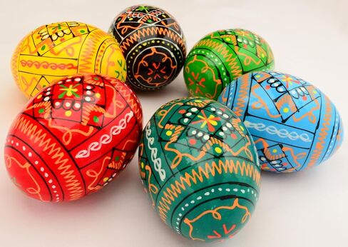 Easter Painted Eggs Wooden Ukrainian Pysanky Pysanka. Polish Pisanki. Czech Kraslice. Set of 6 in Kuwait
