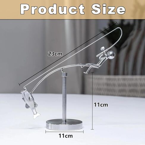 منحوتة موازنة الصياد من كونال، منحوتة الصيد الحركي، الفن الحركي لصياد السمك وباس، فن التوازن لمساحتك الخاصة، زخارف معدنية لديكور المنزل أو المكتب in Kuwait