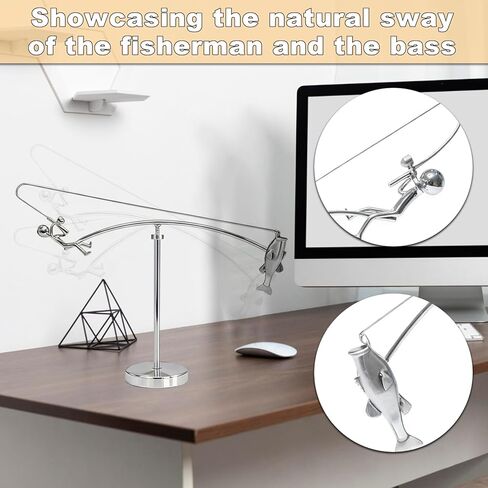 منحوتة موازنة الصياد من كونال، منحوتة الصيد الحركي، الفن الحركي لصياد السمك وباس، فن التوازن لمساحتك الخاصة، زخارف معدنية لديكور المنزل أو المكتب in Kuwait