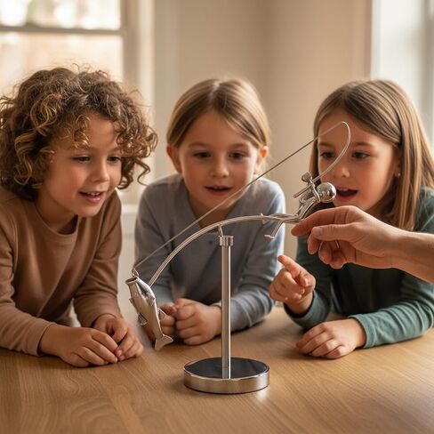 منحوتة موازنة الصياد من كونال، منحوتة الصيد الحركي، الفن الحركي لصياد السمك وباس، فن التوازن لمساحتك الخاصة، زخارف معدنية لديكور المنزل أو المكتب in Kuwait