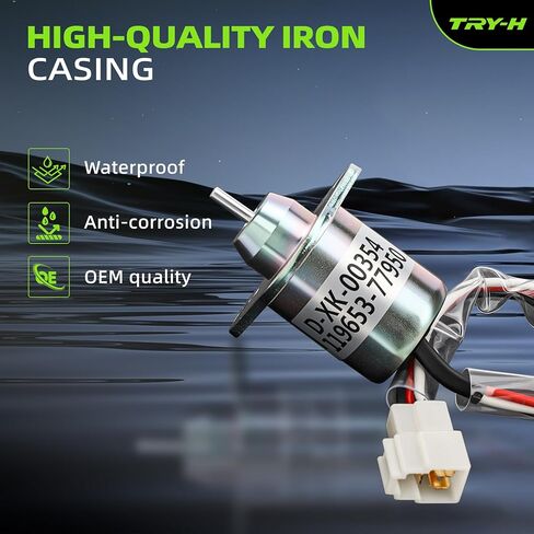 Fuel Shut Off Solenoid 1503ES-12S5SUC5S Woodward M806808 for John Deere 790 990 2020 2030 2030A 2210 Yanmar 3TNE84 3TNE88 3TNV70 3TNV76 Engine 119653-77950 119285-77950 12VDC in Kuwait