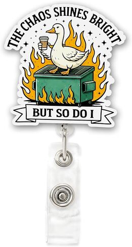 بكرة شارة حريق القمامة - بكرة شارة ممرضة مضحكة مع تصميم قهوة الأوز - حامل شارة هوية قابل للسحب للممرضات والمعلمين وموظفي المكاتب - هدية فكاهة العمل in Kuwait