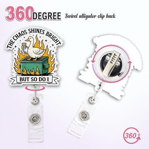 بكرة شارة حريق القمامة - بكرة شارة ممرضة مضحكة مع تصميم قهوة الأوز - حامل شارة هوية قابل للسحب للممرضات والمعلمين وموظفي المكاتب - هدية فكاهة العمل in Kuwait