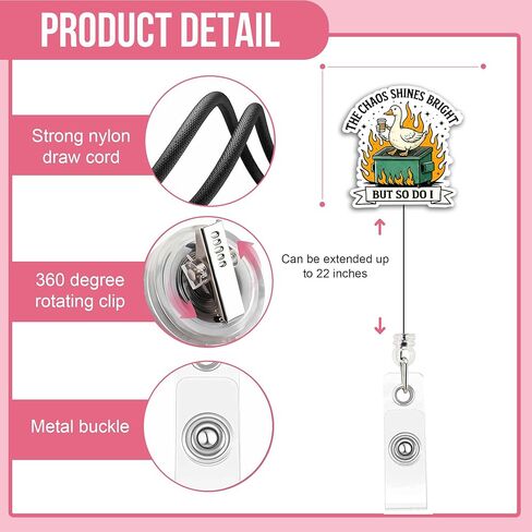 بكرة شارة حريق القمامة - بكرة شارة ممرضة مضحكة مع تصميم قهوة الأوز - حامل شارة هوية قابل للسحب للممرضات والمعلمين وموظفي المكاتب - هدية فكاهة العمل in Kuwait