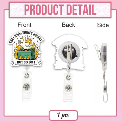 بكرة شارة حريق القمامة - بكرة شارة ممرضة مضحكة مع تصميم قهوة الأوز - حامل شارة هوية قابل للسحب للممرضات والمعلمين وموظفي المكاتب - هدية فكاهة العمل in Kuwait