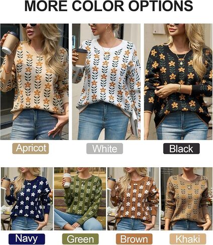 المرأة 2026 العصرية الأخضر متماسكة الأزهار البلوزات المطبوعة Crewneck لطيف فضفاض البلوز سترة لربيع وشتاء in Kuwait