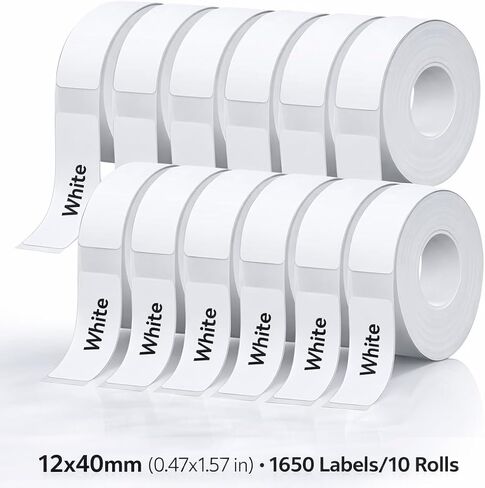 D30 P15 HP4 Maker Maker Tape تعبئة ، ملصقات بديلة غير مصفولة ، شريط تسمية حراري عالي الوضوح للمنزل/المكتب/المدرسة ، 12 × 40 مم (0.47x1.57 بوصة) 1650 ملصقات/10 برول ، 5 لفات ، 5 لفات واضحة in Kuwait