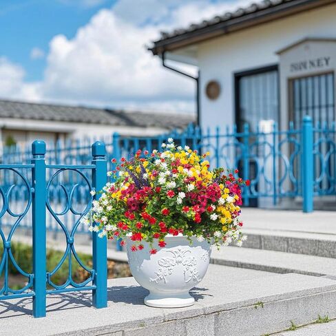 20 Bundles Artificial Flowers for Outdoors, UV Resistant Fake Plants, Faux Plastic Flowers for Home, Window Box, Porch, Indoor, Cemetery, Fall, Summer Decor in Kuwait