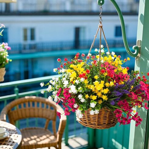 20 Bundles Artificial Flowers for Outdoors, UV Resistant Fake Plants, Faux Plastic Flowers for Home, Window Box, Porch, Indoor, Cemetery, Fall, Summer Decor in Kuwait