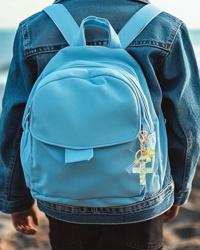 Resin Cross Keychain with Butterfly & Tassels, Christian Charm for Women, Cute Bag Charms for Purse, Gift Idea in Kuwait