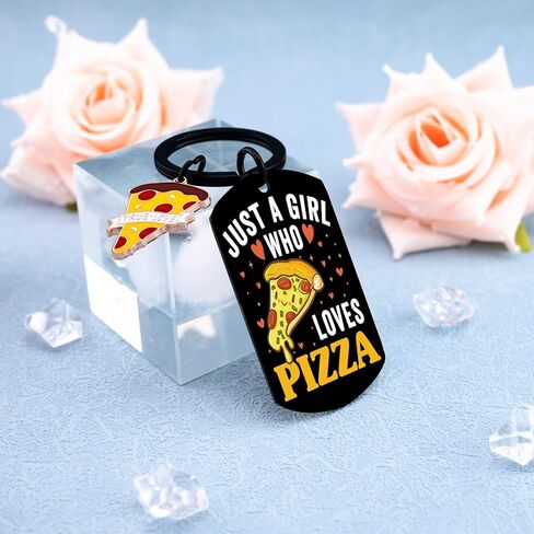 Just a Girl who Loves Pizza Keychain Gifts for Girls Women Fun Food Decor for Pizza Lovers Funny Food Keychain Novelty Keychains for Girls in Kuwait