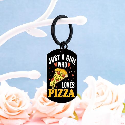 Just a Girl who Loves Pizza Keychain Gifts for Girls Women Fun Food Decor for Pizza Lovers Funny Food Keychain Novelty Keychains for Girls in Kuwait