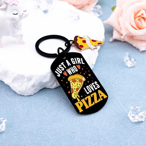 Just a Girl who Loves Pizza Keychain Gifts for Girls Women Fun Food Decor for Pizza Lovers Funny Food Keychain Novelty Keychains for Girls in Kuwait