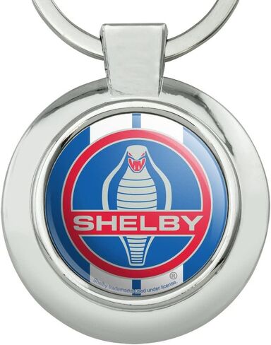 Shelby Cobra Vintage Logo Keychain Classy Round Chrome Plated Metal in Saudi Arabia