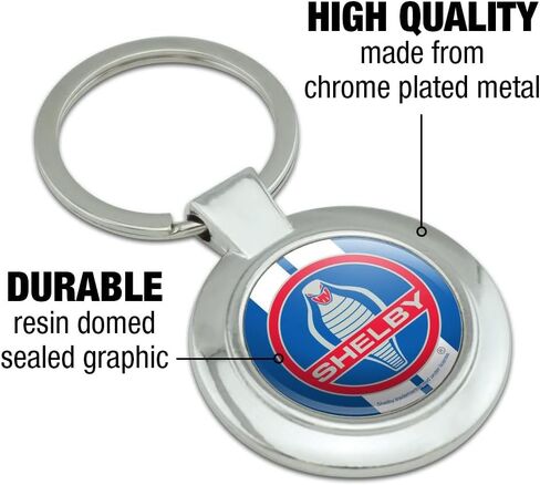 Shelby Cobra Vintage Logo Keychain Classy Round Chrome Plated Metal in Saudi Arabia
