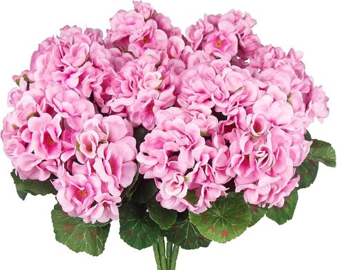 CISDUEO 4 Pcs Artificial Geranium Flowers for Outdoors Silk Flowers Outside Red Hot Pink Faux Flowers Geraniums for Outdoor Decor Indoor Garden Patio Grave Cemetary Table Centerpiece in Kuwait