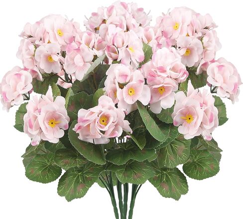 CISDUEO 4 Pcs Artificial Geranium Flowers for Outdoors Silk Flowers Outside Red Hot Pink Faux Flowers Geraniums for Outdoor Decor Indoor Garden Patio Grave Cemetary Table Centerpiece in Saudi Arabia
