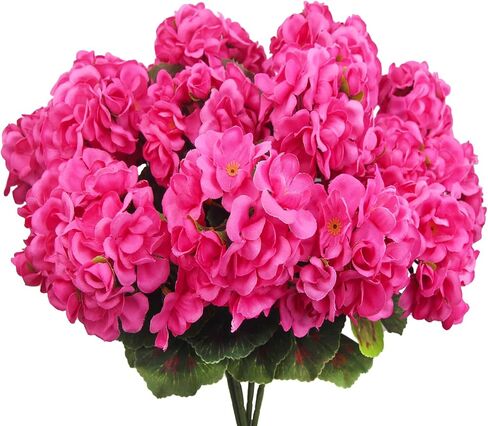 CISDUEO 4 Pcs Artificial Geranium Flowers for Outdoors Silk Flowers Outside Red Hot Pink Faux Flowers Geraniums for Outdoor Decor Indoor Garden Patio Grave Cemetary Table Centerpiece in Saudi Arabia