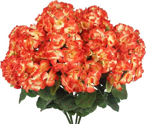 CISDUEO 4 Pcs Artificial Geranium Flowers for Outdoors Silk Flowers Outside Red Hot Pink Faux Flowers Geraniums for Outdoor Decor Indoor Garden Patio Grave Cemetary Table Centerpiece in Saudi Arabia