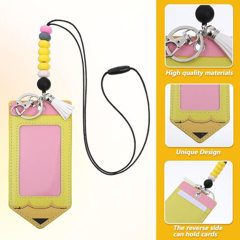 Pencil Teacher Lanyards for ID Badges and Keys Pencil Funny Lanyards with Breakaway Lanyard Silicone Badge Holder Cute Teacher Badge Holder for Office Gifts for Women Teachers Nurse Office Name Tag in Kuwait