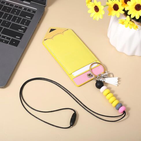 Pencil Teacher Lanyards for ID Badges and Keys Pencil Funny Lanyards with Breakaway Lanyard Silicone Badge Holder Cute Teacher Badge Holder for Office Gifts for Women Teachers Nurse Office Name Tag in Kuwait