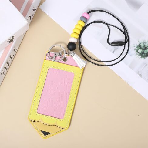 Pencil Teacher Lanyards for ID Badges and Keys Pencil Funny Lanyards with Breakaway Lanyard Silicone Badge Holder Cute Teacher Badge Holder for Office Gifts for Women Teachers Nurse Office Name Tag in Kuwait