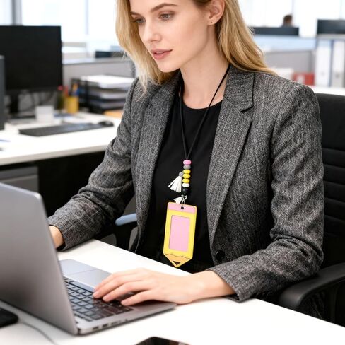 Pencil Teacher Lanyards for ID Badges and Keys Pencil Funny Lanyards with Breakaway Lanyard Silicone Badge Holder Cute Teacher Badge Holder for Office Gifts for Women Teachers Nurse Office Name Tag in Kuwait