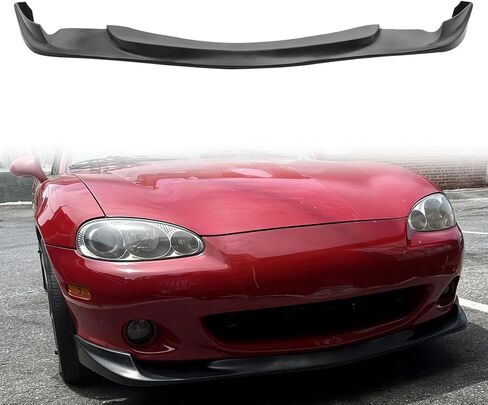 Front Bumper Lip Compatible with 2001-2005 Mazda Miata Coupe/Convertible, Unpainted Black GV Style Polyurethane Front Lower Chin Spoiler Protector, 1 PC in Kuwait
