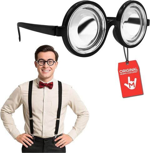 Nicky Bigs Novelties Adult Round Bubble Thick Lensed Nerd Eye Glasses Geek Specs Fake Plastic Costume Prop in Kuwait