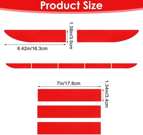 10 قطع من الشريط العاكس باللون الأحمر التلقائي، ملصقات عاكسة ذاتية اللصق مقاومة للماء تتضمن شارات لمصد السيارة وملصقات للرؤية الليلية من أجل السلامة in Kuwait